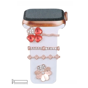 Detail view of 21mm rose gold decorative ring set for silicone watch straps