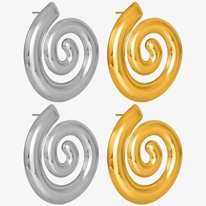 Geometric Spiral Snail Stud Earrings For Women 304 Stainless Steel Gold Silver Plated Minimalist Fashion Accessory Jewelry