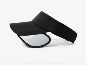 Side view of black sun visor with adjustable pull-out brim for outdoor sun protection