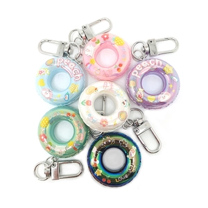 Creative mini donut keychains in various plating colors with cute cartoon animal prints