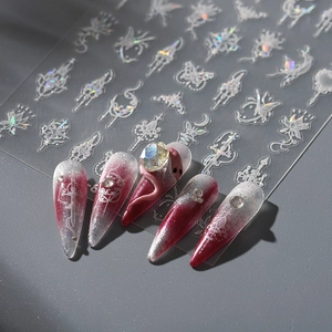 Gothic Baroque Nail Art Stickers Laser Holographic Butterfly Moon Stars Sword Self Adhesive DIY Manicure For Women