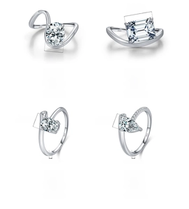 Detail specifications of S925 sterling silver rings with various cubic zirconia shapes