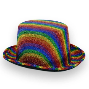 Regenbogen-Zylinder mit Pailletten und bunten Streifen für Festival-Partys und Shows