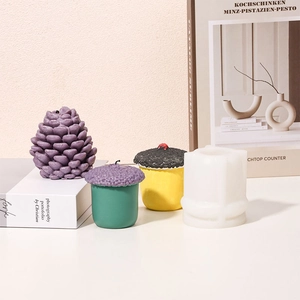 Detailed silicone mold for DIY pinecone and acorn shaped scented candles and plaster art