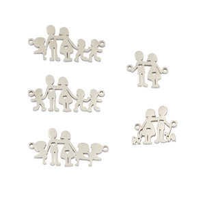 Polished stainless steel family silhouette pendants for DIY jewelry crafting accessories