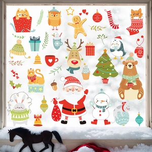 Adesivi natalizi per finestre con Babbo Natale, renna e pupazzo di neve decorativi