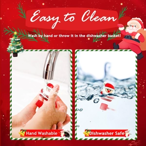 6pcs Santa silicone straw covers for Christmas party showing easy to clean features