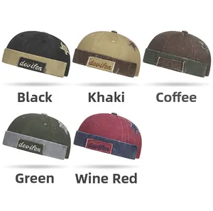 Detailed embroidery and star patch on assorted retro washed cotton docker hats