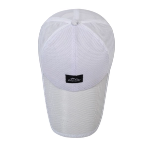 Breathable white mesh baseball cap featuring a black Mount Hood mountain peak patch