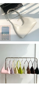 Minimalist PU leather hobo shoulder bags displayed in various pastel and classic colors