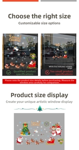 Detail view of customizable Christmas window stickers showing Santa and reindeer designs