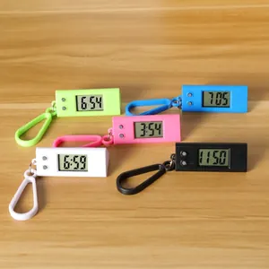 Portable triangular mini digital clock keychains in five colors for students and exams