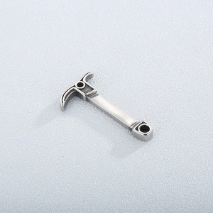 Creative stainless steel pickaxe pendant accessory with polished silver finish and dual holes