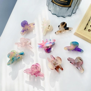 Acetate Small Hair Claw Clips Korean Minimalist Marble Pattern Tortoiseshell Floral Side Clips Women Girls Hair Accessories
