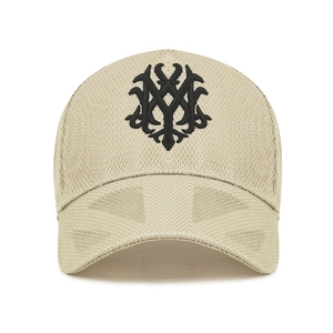 Breathable mesh five-panel baseball cap with 3D embroidery for outdoor leisure sun protection