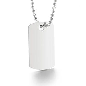 Collana con piastrina in acciaio inossidabile argento lucido e catena a sfere per coppia