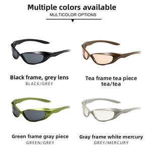 Multiple Y2K cat eye sports sunglasses in sleek, futuristic streamlined frames