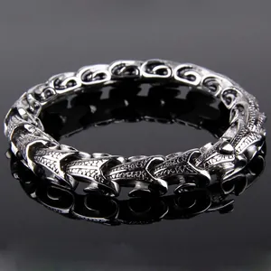 Bracelet pour homme en acier inoxydable avec motif écailles de dragon et fini vintage