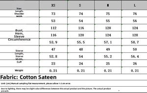 Detailed size chart for striped casual shirt showing length and chest measurements in cm