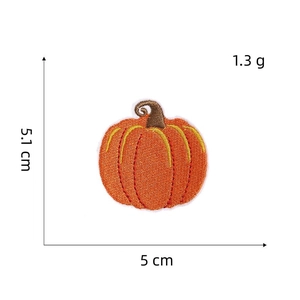 Embroidered pumpkin patch with orange silk thread and dimensions for Thanksgiving