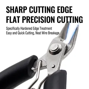 Mini precision jewelry pliers with smooth blades and black non-slip grip handles