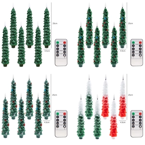 Detail view of 25cm Christmas tree LED candles with remote control in multiple colors