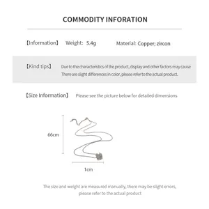 Detailed size chart showing 66cm chain length and copper material with zircon details