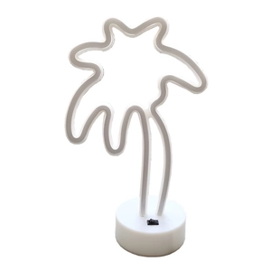 LED neon coconut tree lamp with white base for tropical desktop and holiday decor
