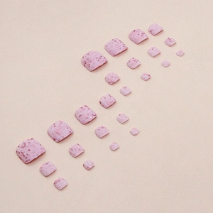 Pink glitter press-on toenails set with 24 pieces in various sizes for a sweet style