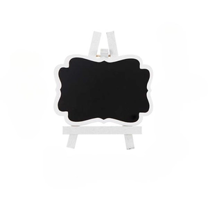 White wooden mini chalkboard with wave edges and stand for wedding decor or table display