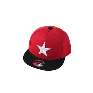 Kids snapback baseball cap in red and black with white star embroidery detail