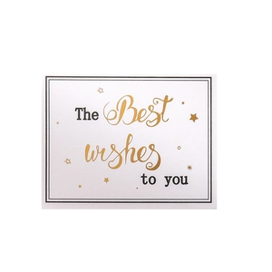 Carte de vœux élégante blanche avec texte doré 'The Best wishes to you' pour cadeaux
