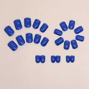 Vibrant royal blue short square press-on nails set with 24 pieces and glossy finish