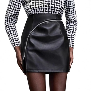 Jupe Courte En Similicuir PU Pour Femmes Taille Haute Fermeture Éclair Diagonale Moulante Chic Streetwear