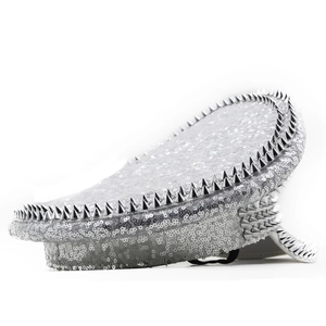 Chapeau de capitaine punk à paillettes argentées avec pointes pour fêtes et spectacles