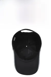 Detail of breathable mesh interior and adjustable strap on a quick-dry sports cap