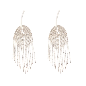 Exquisite rose gold tassel earrings with rhinestone fringe and needle ear hooks