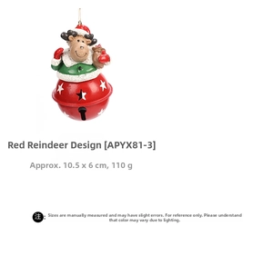 Detailed Christmas reindeer pendant with a red star cutout bell and hanging cord ornament