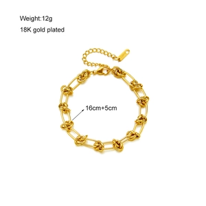 18K gold plated stainless steel chunky chain bracelet with shiny metallic finish on white back