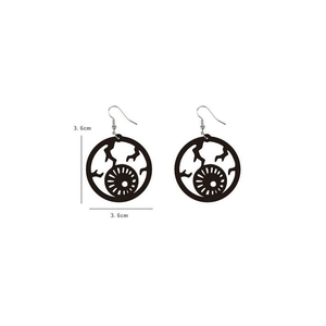 Detail of 3.6cm hollow black eye-shaped earrings for Halloween with silver hooks