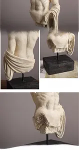 Macro shot of Nordic resin male torso sculpture showcasing realistic muscle texture and stand
