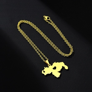 Gold stainless steel necklace with Venezuela map pendant featuring heart-shaped cutout