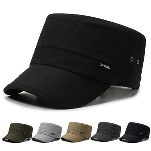 Casquette Cadet Homme Classique Polyester Respirant Chapeau Plat Extérieur Réglable Protection Solaire Style Militaire