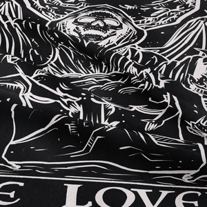 Detailed close-up of bohemian wall tapestry fabric showing soft texture and screen print
