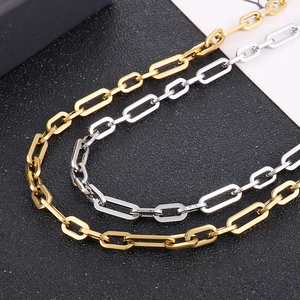 Titanium steel hip hop style necklaces in gold and silver with rectangular 3:1 link chain