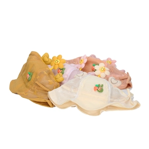 Chapeau de soleil en maille pour bébé avec fleurs et cœurs en plusieurs couleurs