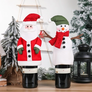 Weihnachts Weinflaschenhüllen Weihnachtsmann Und Schneemann Filz Strickstoff Für Den Esstisch Restaurant Party Dekor Festlich