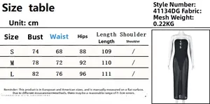 Guide des tailles détaillé pour robe bustier en maille floquée argentée avec mesures
