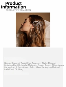 Close-up of elegant butterfly tassel hair clip with rhinestones on gold and silver base