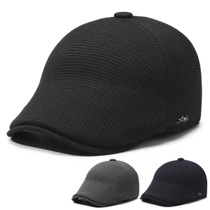 Men's Ivy Cap Fleece Lined Winter Hat With Foldable Ear Flaps Warm Cotton Knit Flat Cap Adjustable Casual For Men